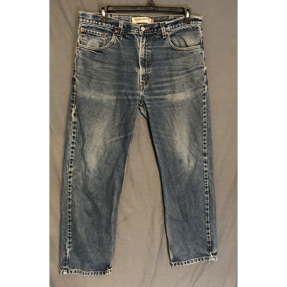 Levi Strauss Signature Men's Straight Leg Jeans Size 38/30 Blue Denim Dark Wash